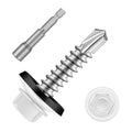 #14 x 1 Zinc Plated Steel Self Drilling Roofing Screws, Hex Head Self Tapping Screws with EPDM Washer, White Head, 50 PCS