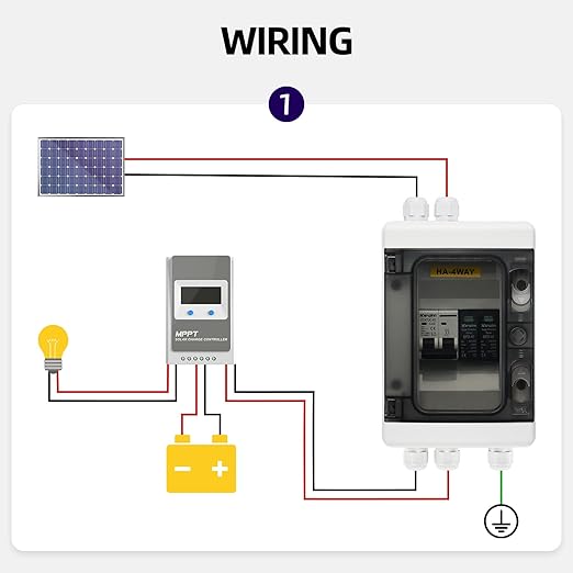 Solar Panel Disconnect Switch,40A 500V RV Circuit Breaker Box with PV Surge Protector IP65 Waterproof PV Combiner Box for Solar Panel
