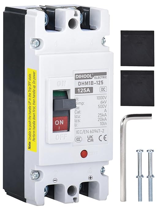 DIHOOL 125 Amp DC Circuit Breaker, Battery Disconnect Switch for Power Station Solar System