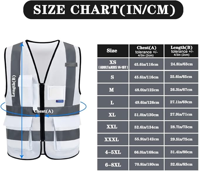 Reflective Security Safety Vests Heavy Duty with 7 Pockets and Front Zipper