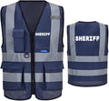 Reflective Security Safety Vests Heavy Duty with 7 Pockets and Front Zipper