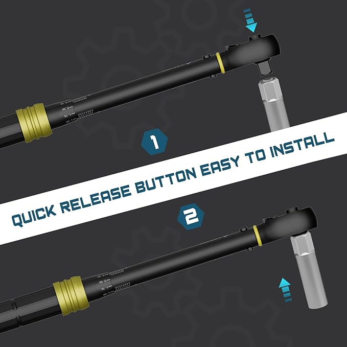 3/8-Inch Drive Click Torque Wrench (5-45 Ft-Lb / 6.8-61 Nm), Lightweight Aluminum Design, High Precision 72-Tooth Reversible Ratchet for Bicycles, Motorcycles & Auto Engine Maintenance