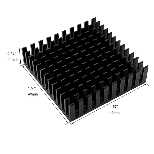40mm Heatsink Aluminum Heatsink, 40x40x11mm+3M8810 Thermal Conductive Adhesive Tape. Suitable for TEC1-12706 Thermal Peltier Module, Peltier Cooler, Stepper Motor Cooling 40mmx40mmx11mm