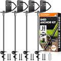 Ground Anchors Shed Anchors 27" Set of 4 Trampoline Stakes Screw in Heavy Duty Mobile Home - Storage Shed Anchor Kit - Playset Swing Anchors - Stakes for Fence,Carport,Garden (Black, 4 x 27in)