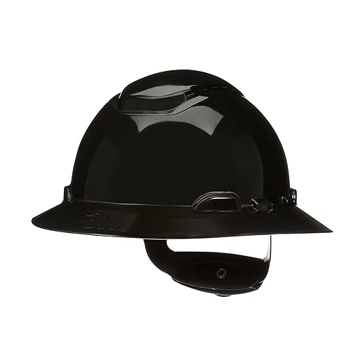 3M Hard Hat SecureFit H-812SFV-UV, Black, Vented Full Brim Style Safety Helmet with Uvicator Sensor, 4-Point Pressure Diffusion Ratchet Suspension, ANSI Z87.1