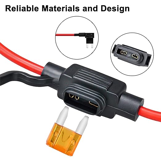 MuHize Mini Inline Fuse Holder 5 Pack, 12AWG Fuses Holders, Automotive Add-a-Circuit Fuse Taps with 120 Pack Fuses(2A/3A/5A/7.5A/10A/15A/20A/25A/30A/35A) for Car RV Camper