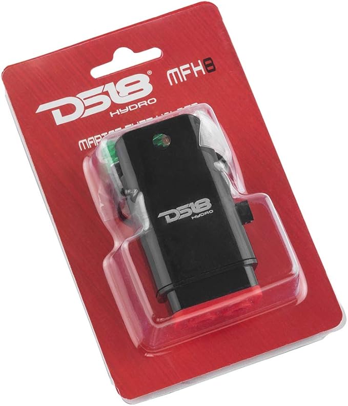 DS18 New Hydro MFH8 - Marine Fuse Holder 8 AWG, Waterproof, Red Silicone Sheat, Included Brass Accessories