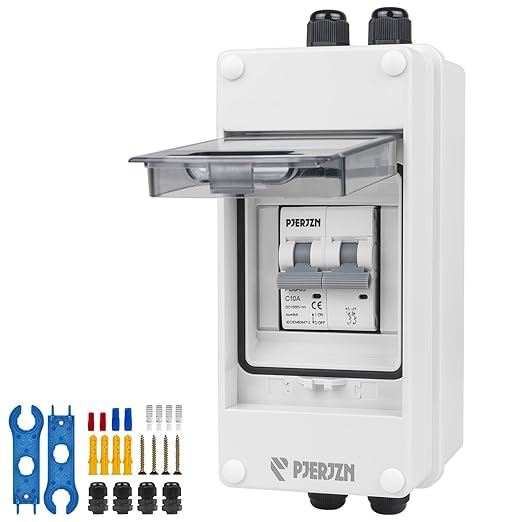 Solar Panels Disconnect Switch 10A 1000VDC PV Shut Off Switch Outdoor Circuit Breaker Box IP65 Waterproof UV-Proof