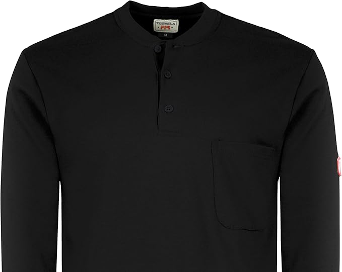 TICOMELA FR Shirts for Men Flame Resistant Shirt NFPA2112/CAT2 7oz Fire Retardant Men's Long Sleeve Henley Shirts