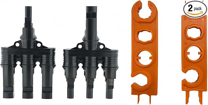 Solar Branch Connector Y-Connector, for Parallel Connection Between Solar Panels 1000V/1500V 50A, Complimentary MC-4 Wrench Assembly and Disassembly Crimping Tool, （MFFF/FMMM 1Pack
