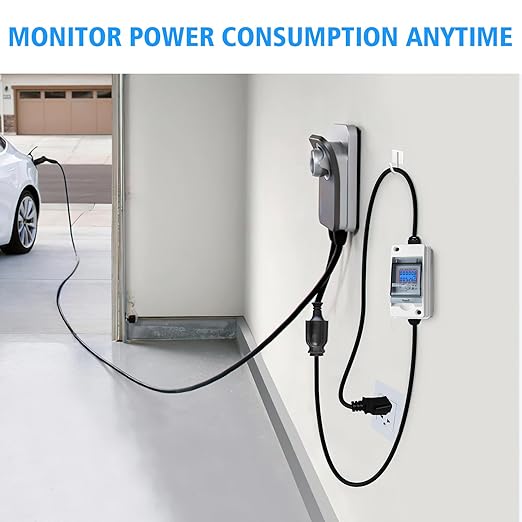 Home Energy Monitor, Haoguo 110V EV Charger Pass-Through Power Usage Monitor with IP 65 Waterproof for Indoor/Outdoor Use, Ideal for Monitor RV, Outdoor Generators, Households