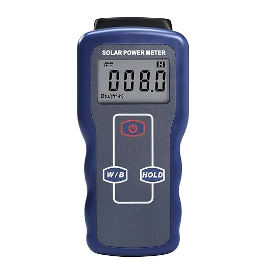 Solar Power Meter Solar Meter Digital Sun Light Radiation Testing Solar Irradiance Meter Measuring Instrument for Meteorology Sun Measurement Solar Energy Research Physical Optical Experiments