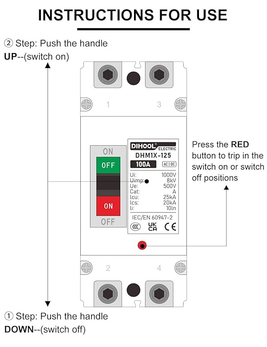 DIHOOL DC Main 100 Amp Circuit Breaker, Battery Disconnect Switch for Boat Trolling Motor Marine ATV Trailer
