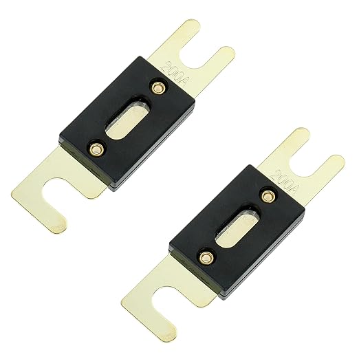 BoJack 2pcs 200A ANL Fuse Holder and 2pcs 200Amp 32VDC ANL Fuses for Audio and Video Systems