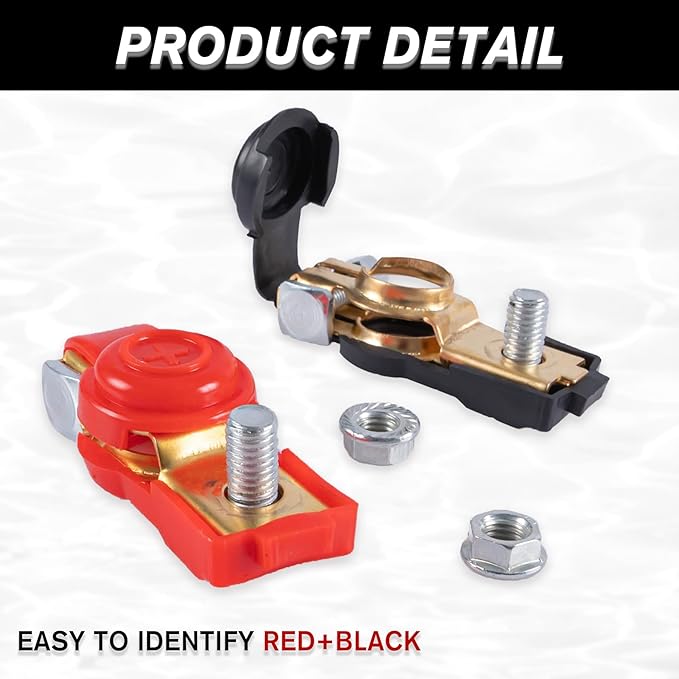 SINGARO Car Battery Terminal Connector Classification Kit, Pure Copper Negative and Positive Battery Cable Ends with Plastic Cover, Applicable to Automobile, Truck and RV Accessories
