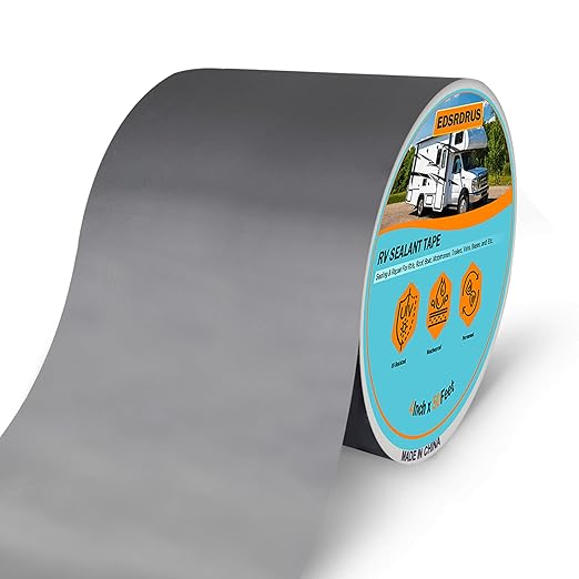EDSRDRUS RV Roof Tape, Heavy-Duty Adhesive Butyl Seal Tape Waterproof UV-Resistant for RV Repair, RV Sealant Tape for Boat, Camper Roof Leaks (Grey, 4inch*50ft)