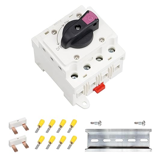 Solar Isolator Disconnect Switch 32A DC 1500V 4 Poles Circuit Breaker for Solar PV System, Rvs and Homes(DIN Rail Mount, Lockable)