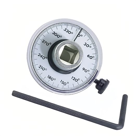 Professional Torque Angle Gauge, 1/2 Inch Drive, 360 Degree Rotation Scale, Mechanical Measurement Tool with Adjustment Handle, for Automotive Applications