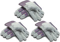 Greendale (3, 6 or 12 Pack - Leather & Cotton Work Gloves: Garage, Yard, Garden, Industrial, Commercial - One Size Fits Most