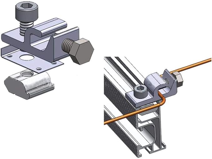 Solar Panel Photovoltaic Bolt-On Coupling Earthing Ground Lug Cable Clamp Ground Clamp with Lay in Lug for Bare Wire and Pipe