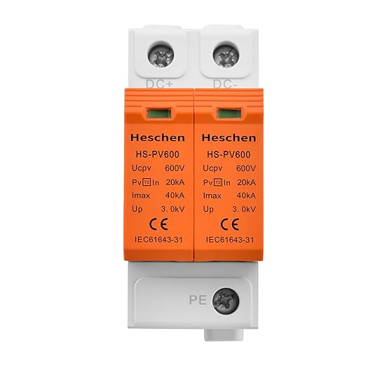 Heschen Surge Protective Device for PV, HS-PV600, 2P 600VDC 20KA, Fire-Proof, 35mm DIN Rail Mounting