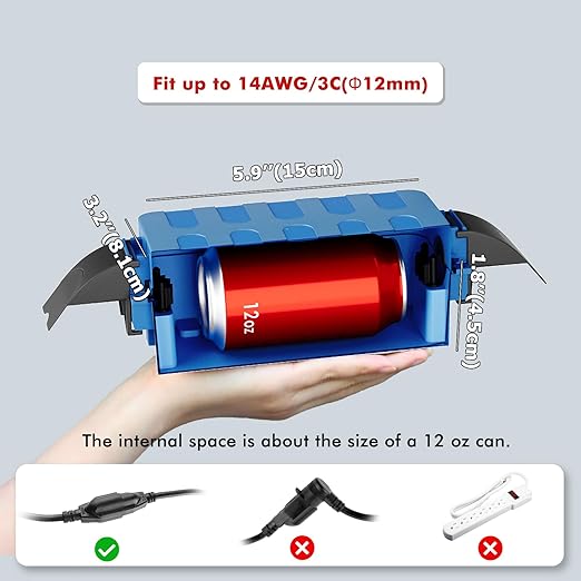 Flemoon [2 Pack] IP55 Small Outdoor Electrical Box Waterproof (Inner 5.9 x 3.2 x 1.8inch), Extension Cord Cover with Detachable Awning Covers for Plug, Outlet, Holiday Lights, Blue