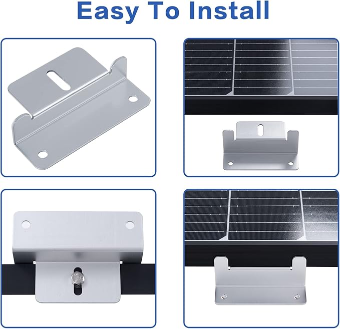 JJN Solar Panel Mount Z Brackets, 2 Sets 8 Units Solar Panel Mounting Brackets, Lightweight Aluminum Corrosion-Free Mounts for RVs Boats Trailers Yachts and Other Off Gird System Installation