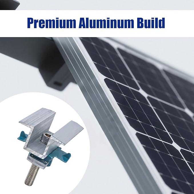 10Pcs Adjustable Solar Panel Mounting Bracket Clamps Fit for Unistrut System Mounting Clamp Bracket Adjustable Wide PV Photovoltaic Support Mid Mount Clips Standard Roof Solar Panel, with Nut Bolt