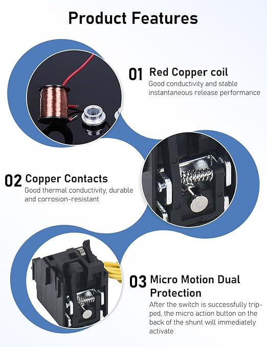 DIHOOL DC Circuit Breaker shunt Release, 24VDC Remote Control to Disconnect Circuit, Used for 100-320 Amp DHM3Z Breaker