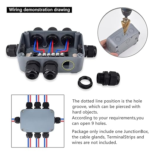 2PK Electrical Junction Box, Nineleaf IP66 Weatherproof Junction Box, 4.9"x 3.3"x 2.3" (125x86x62mm), PVC/ABS Plastic Electric Project Boxes, Universal Watertight Enclosure, for Pond,Terrace,Workshop