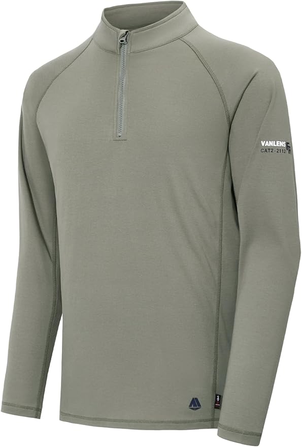 FR Shirts for Men Flame Resistant Shirt CAT2 Quarter Zip Up Pullover 1/4 Zip 5.5oz Light Weight