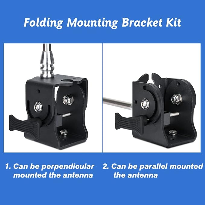 Folding Antenna Mount - Roof Rack Mounting Bracket Kit, Fits Crossbars and Platforms, Folding Aerial Bracket for Antennas, Flags and Small LED Light - Channel Mount