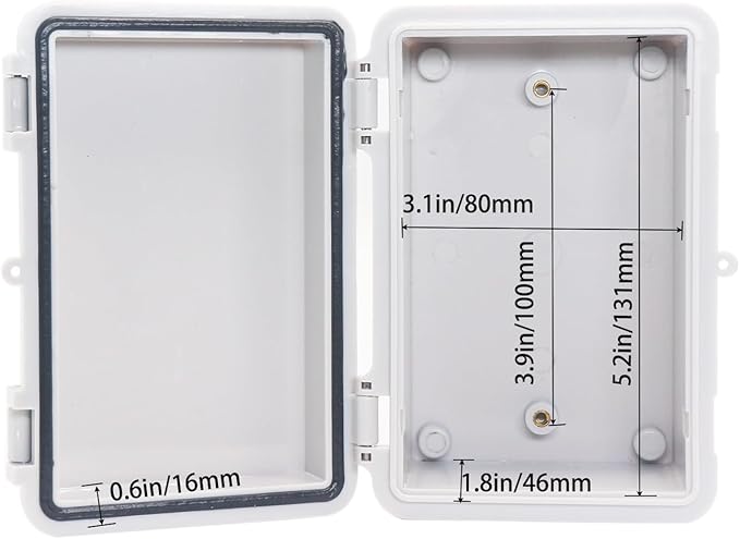 Waterproof Electrical Box Dustproof Junction Box Weatherproof IP67 ABS Plastic Enclosure Switch Router Project Box with Mounting Plate with Wall Bracket 2 Cable Glands Grey 5.9"x3.9"x2.8"
