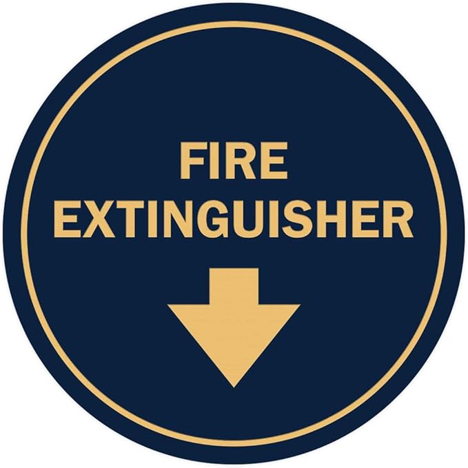 Signs ByLITA Circle Fire Extinguisher Sign (Navy Blue/Gold) - Medium