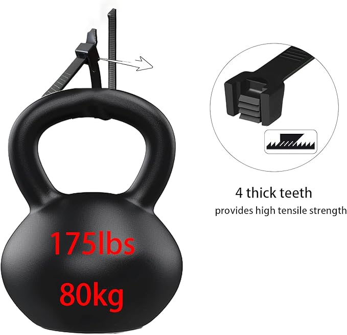 60 Inch Extra Long Zip Ties Heavy Duty For Outdoor Use,175 Pounds Tensile Strength,UV Resistant,8 Pieces,Black