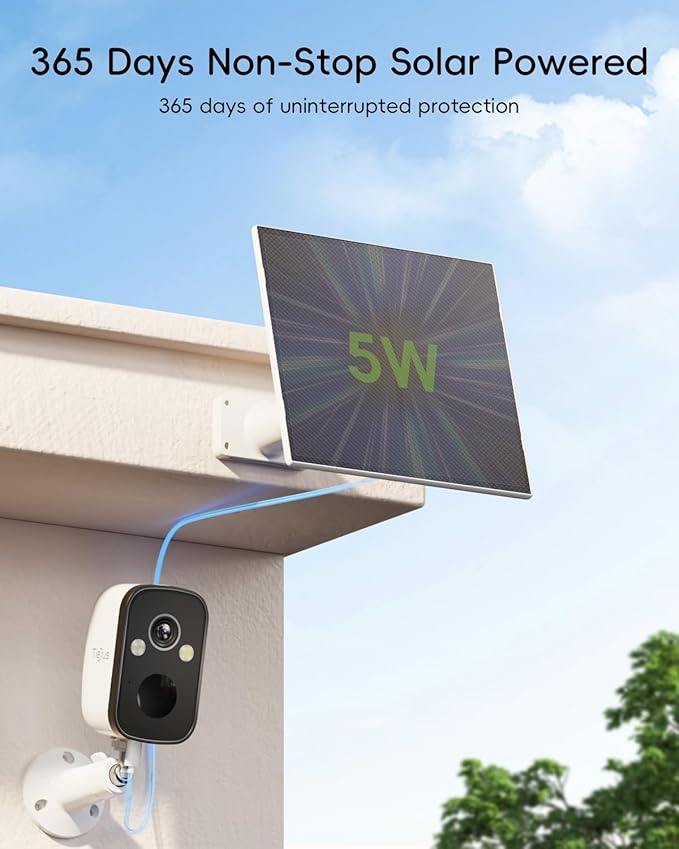 5W Solar Panel for Security Camera Wireless Outdoor - Compatible with ZUMIMALL& TIEJUS Solar Security Cameras X2//F5/MW3/W3K/PG1/PW1 or Other Solar Outdoor Camera, 10 ft Type C Cable