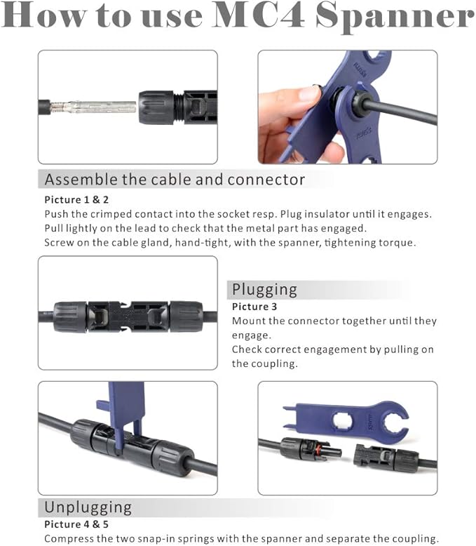 iCrimp Solar Crimping Tool Kit for Solar Panel Installation, All in One Solar Tool Set with Solar Crimper, Wire Cutter, Wire Stripper and Solar Connector Spanners