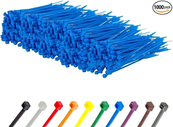 GTSE 6 Inch Blue Zip Ties, 1,000 Bulk Pack, 40lb Strength, UV Resistant Strong Nylon Cable Ties, Self-Locking 6" Tie Wraps