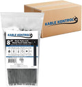 Kable Kontrol Cable Ties with Metal Tooth Bulk Pack, 8 Inch 10,000 Pcs, 50 Lbs Tensile Strength, Metal Pawl, Stainless Steel Toothed Self-Locking Device, UV Resistant Steel Barb Zip Ties - Black