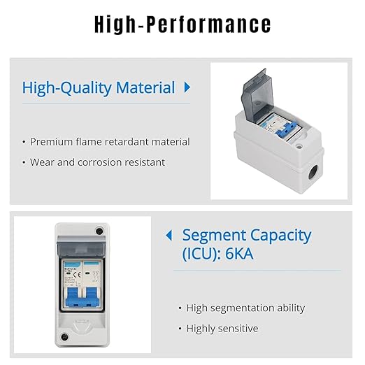 DC Miniature Circuit Breaker 63A 1000V | PV Solar Disconnect Switch with IP65 Waterproof Box & Transparent Cover | Overload & Overvoltage Protection | Ideal for Solar Panel Grid & Off-Grid Systems