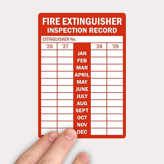 SmartSign “Fire Extinguisher Inspection Record” Pack of 5 Labels | 3.5" x 5" Laminated Vinyl Sticker, Made in USA