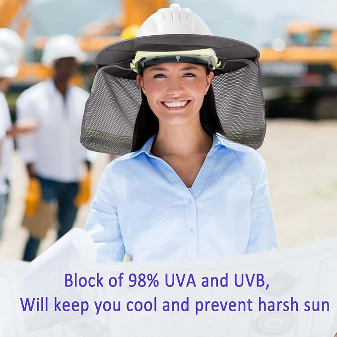 4 Pack Hard Hat Sun Shade - Full Brim Mesh Sun Shield with Reflective Strip Visor