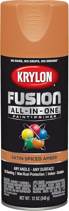 Krylon Fusion All-In-One Adhesive Spray Paint for Indoor/Outdoor Use, 12 oz, Spiced Amber
