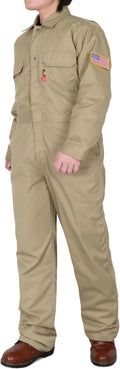 BOCOMAL FR Coveralls Men 7.5oz Cotton Twill Flame Resistant Fire Retardant Work Coverall NFPA 2112 HRC2