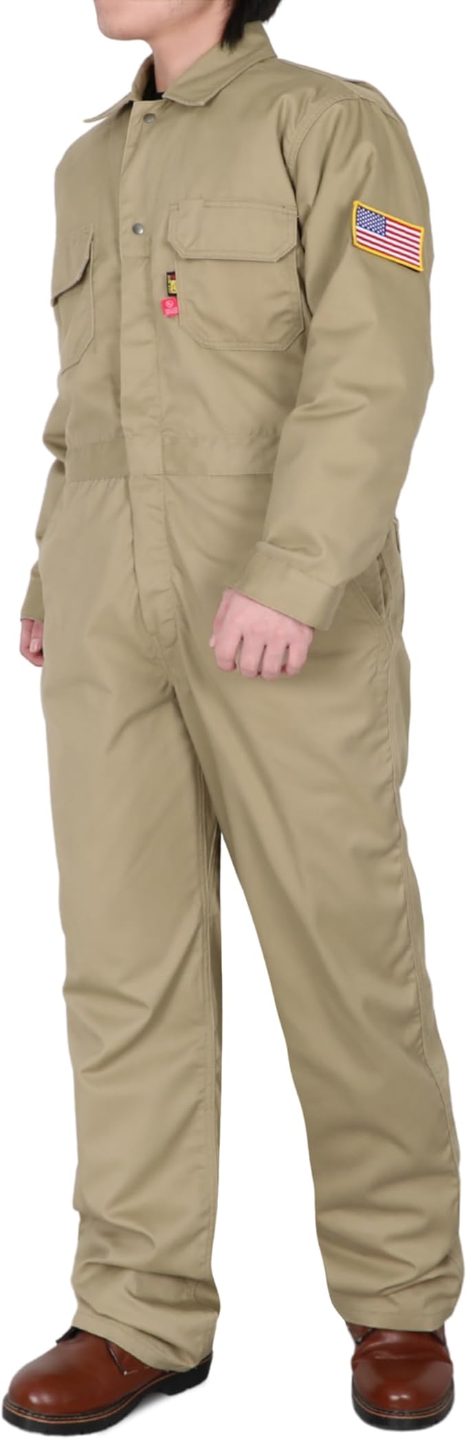 BOCOMAL FR Coveralls Men 7.5oz Cotton Twill Flame Resistant Fire Retardant Work Coverall NFPA 2112 HRC2