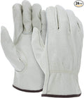 ATERET 12 Pairs X-Large Heavy Duty Durable Cowhide Leather Work Gloves I Driver Gloves for Truck Driving, Warehouse, Gardening, Farming