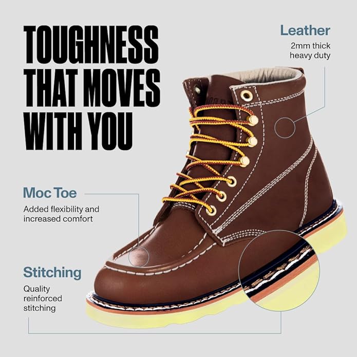 EverBoots Mens Work Boots for Men, Leather EverFit Lightweight Comfort Boot, Anti Slip & Shock Absorption, Soft Oil Grain, Goodyear Welt, Industrial Construction, Roofing, Electrician