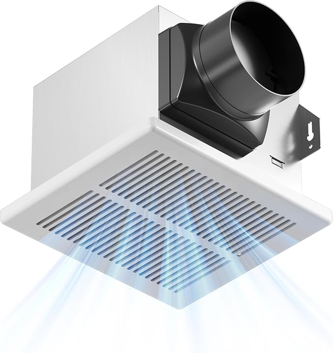 Amico Bathroom Exhaust Fan, 1.5 Sones, 110 CFM, Low Noise, Ceiling Mounted Retrofit Ventilation Fans, 4 Inch Duct, No Attic Access Needed- UL Certified