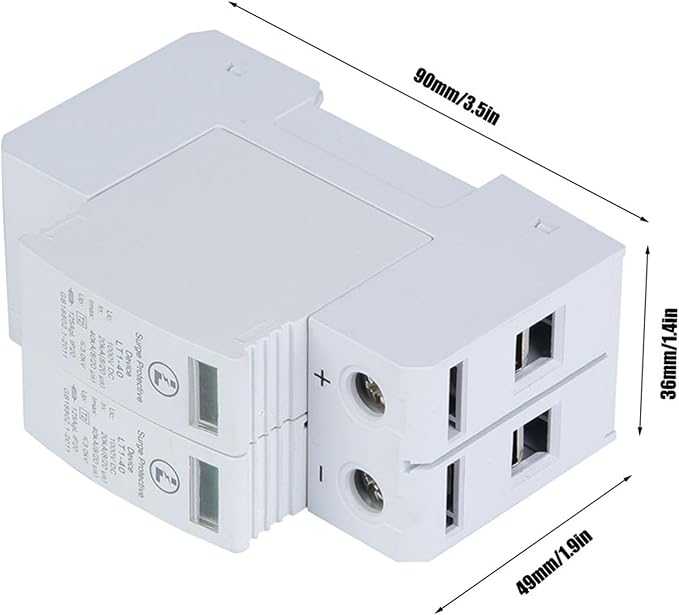 2P Surge Arrester Device, Protective Device DC Photovoltaic Protector Low-Voltage Arrester DC Protector Breaker for Home(2P40KA)