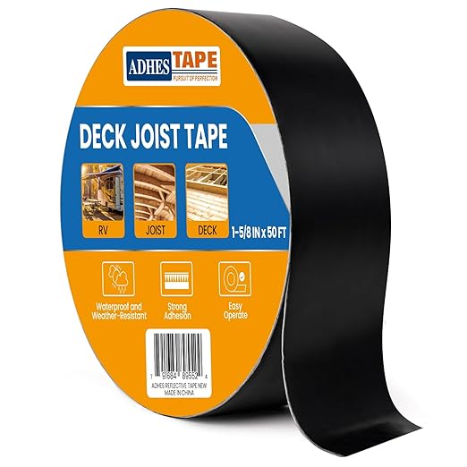 ADHES Deck Joist Tape, 1-5/8" x 50' Weather Resistance & Waterproof Butyl Joist Tape for Decking, Deck Flashing Tape, Ideal for Wood Decks Beams Roof, Outdoor Construction Use